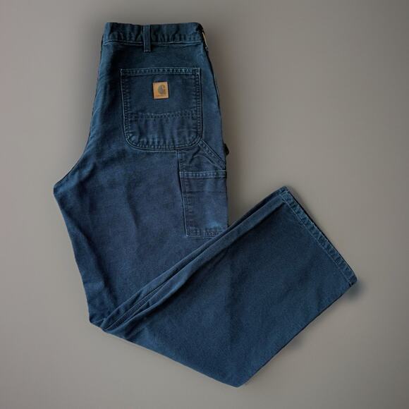 Vintage Carhartt Carpenter Pants 36 Black Straight Heavy Canvas Workwear WIP - Picture 1 of 8